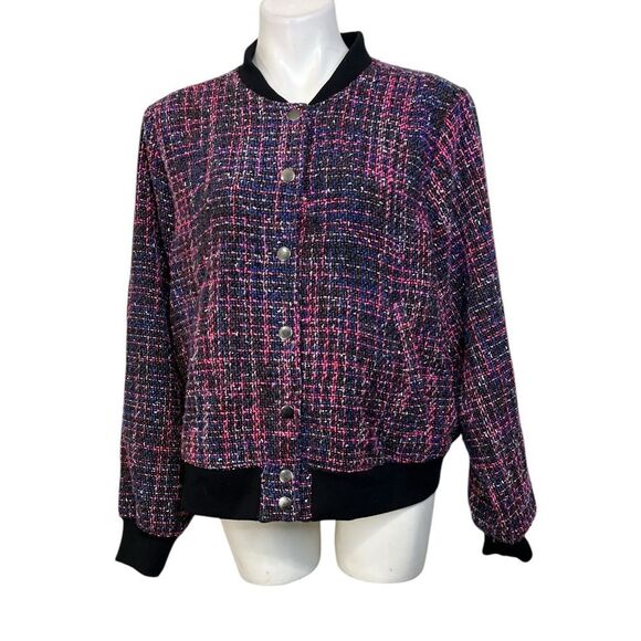 Torrid‎ tweed cropped up jacket plus size 2x pink multicolor long sleeve - Picture 2 of 6